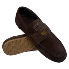 Лоферы женские замшевые HENGJI 991-6 шоколадные.