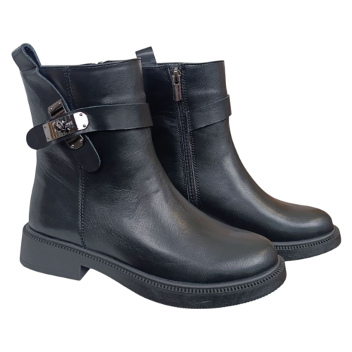 Черевики жіночі шкіряні ILONA 975/826 чорні хутро