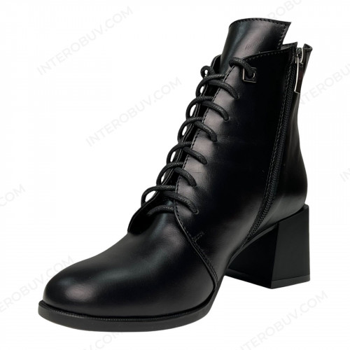 Черевики Жіночі шкіряні ELVIX 6071 чорний матовий байка