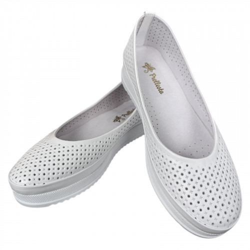 Балетки женские кожаные PRELLESTA 905 05 белые 