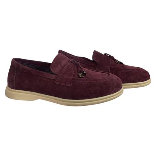 Лофери жіночі замшеві HENGJI 336-7 бордові