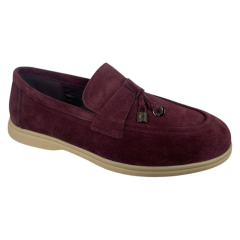 Лоферы женские замшевые HENGJI 336-7 бордовые.
