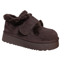 Жіночі Угги  замшеві HENGJI 730-6 dark coffeе хутро