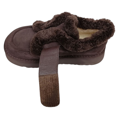 Жіночі Угги замшеві HENGJI 730-6 dark coffeе хутро