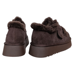 Жіночі Угги  замшеві HENGJI 730-6 dark coffeе хутро