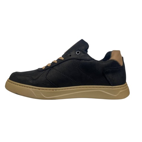 Кроссовки мужские кожаные CROSSAV 23-44 01 черные-койот
