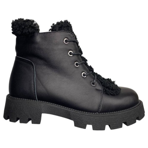 Ботинки женские кожаные ILONA 275/940 01 черный мех