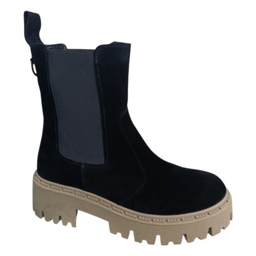 Ботинки женские замшевые ALEXA 714 челси черный мех