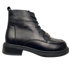 Ботинки женские кожаные ILONA 949/TA-2 байка черные