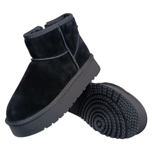 Уггі жіночі замшеві HENGJI 54-1 black хутро