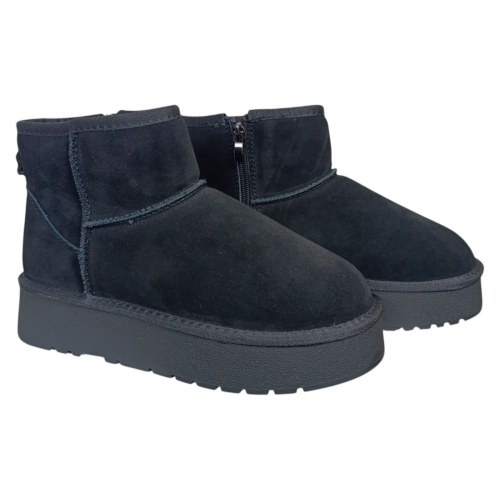 Уггі жіночі замшеві HENGJI 54-1 black хутро