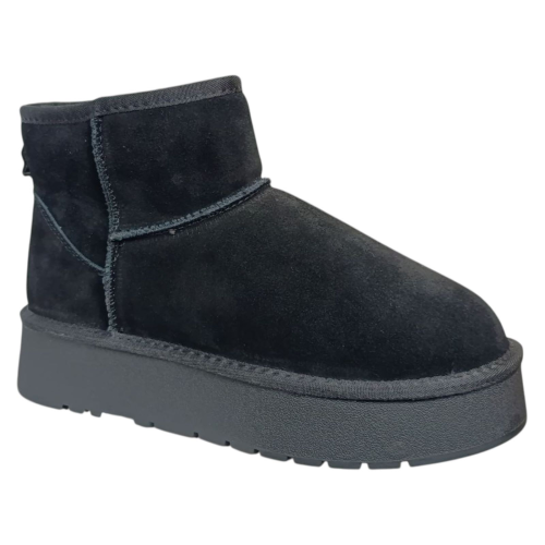 Уггі жіночі замшеві HENGJI 54-1 black хутро