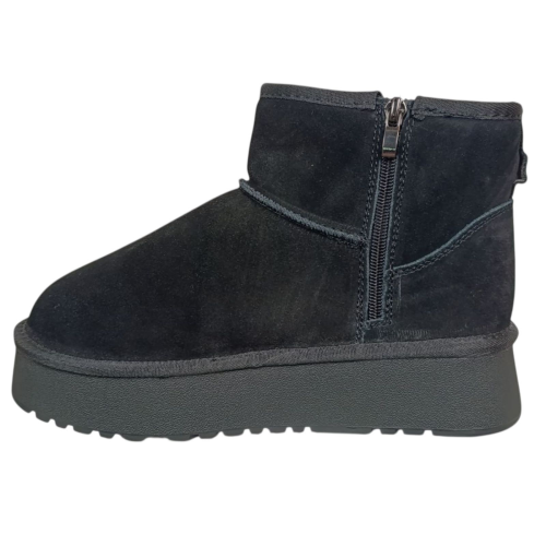 Уггі жіночі замшеві HENGJI 54-1 black хутро