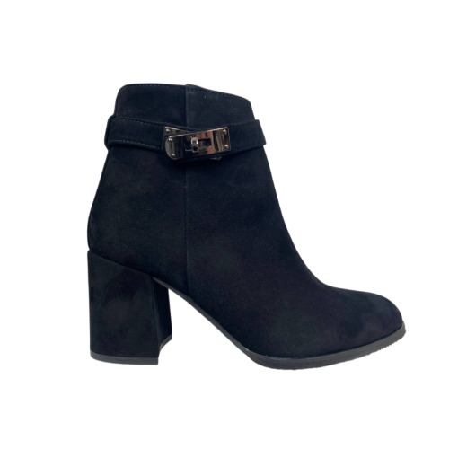 Черевики жіночі замшеві ILONA 36/729 чорні каблук байка