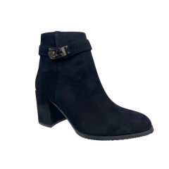 Черевики жіночі замшеві ILONA 36/729 чорні каблук байка