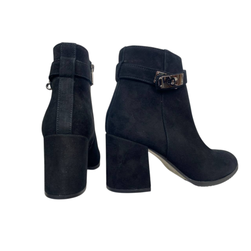 Черевики жіночі замшеві ILONA 36/729 чорні каблук байка