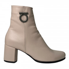 Ботинки Женские кожаные ELVIX 6077 бежевый байка