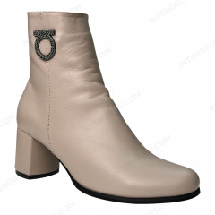 Ботинки Женские кожаные ELVIX 6077 бежевый байка