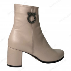 Ботинки Женские кожаные ELVIX 6077 бежевый байка