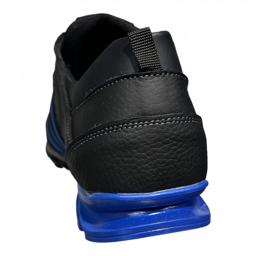 Кроссовки Мужские кожаные ACLI CLAS 143/5 черный/синий