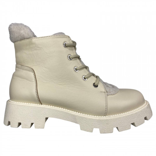 Ботинки женские кожаные ILONA 275/940 бежевый мех