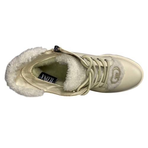 Ботинки женские кожаные ILONA 275/940 бежевый мех