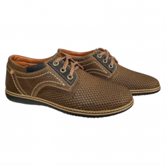 Дерби мужские кожаные AVA 51 47 оливковая перфорация