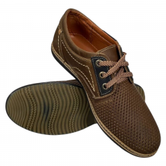 Дерби мужские кожаные AVA 51 47 оливковая перфорация