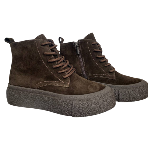 Черевики жіночі замшеві ILONA 682/LI шоколад байка