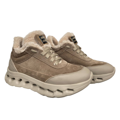 Черевики жіночі MARCCO 51 34 kross замш+шкіра бежеві хутро