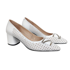 Туфли женские кожаные LAPYA TREND 177-225 белые перфорация каблук