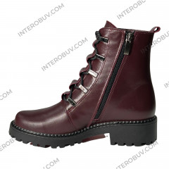 Ботинки Женские кожаные KATRIN 380 бордо байка