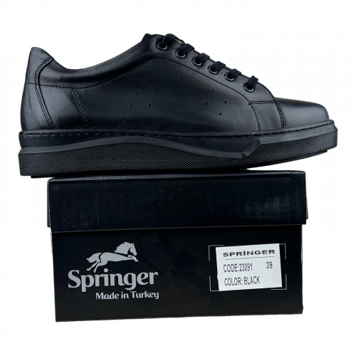 Кроссовки Женские кожаные SPRINGER 23091-2 черный