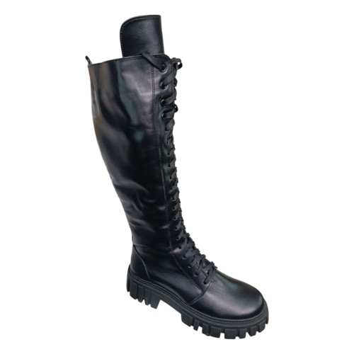 Чоботи жіночі шкіряні ALEXA 683 чорний хутро