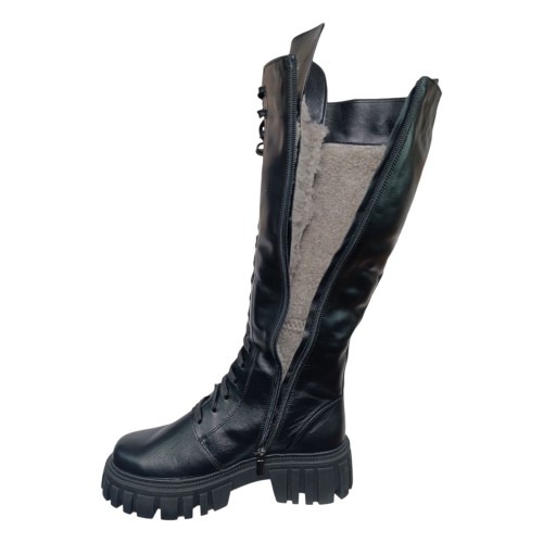 Чоботи жіночі шкіряні ALEXA 683 чорний хутро