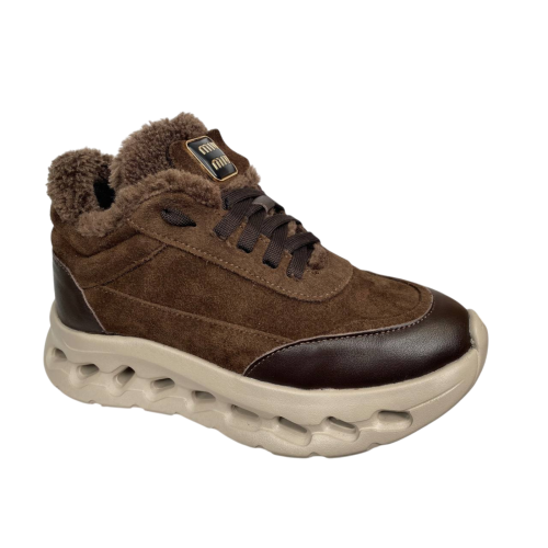 Черевики жіночі MARCCO 51 25 шоколад замш+шкіра хутро