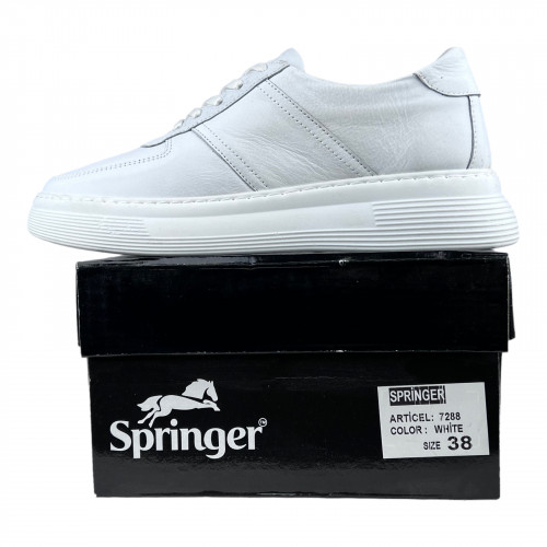 Кроссовки Женские кожаные SPRINGER 7288-1 белый