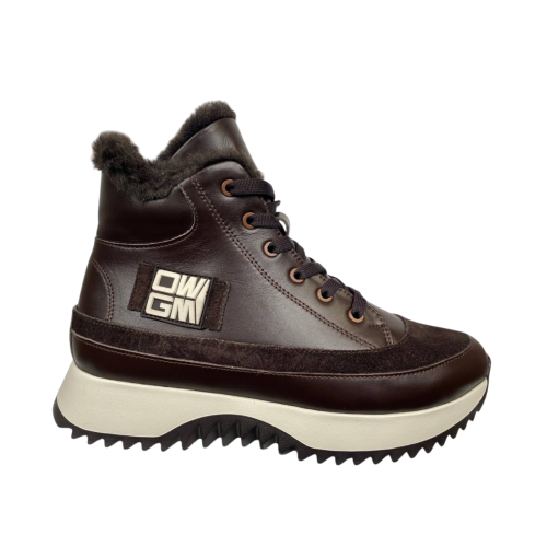 Черевики жіночі шкіряні VLADEKS 1408-3 coffe хутро