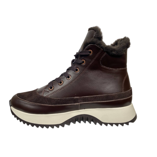 Черевики жіночі шкіряні VLADEKS 1408-3 coffe хутро