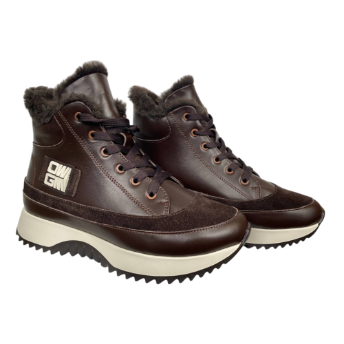 Черевики жіночі шкіряні VLADEKS 1408-3 coffe хутро