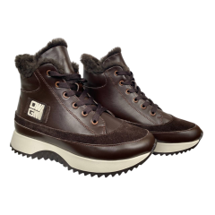 Черевики жіночі шкіряні VLADEKS 1408-3 coffe хутро