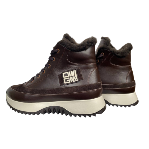 Черевики жіночі шкіряні VLADEKS 1408-3 coffe хутро